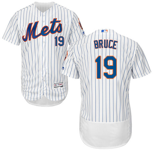 Mets #19 Jay Bruce White(Blue Strip) Flexbase Authentic Collection Stitched MLB Jersey - Click Image to Close